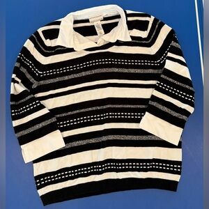 Alfred Dunner Black & White Striped Sweater | Classic Chic